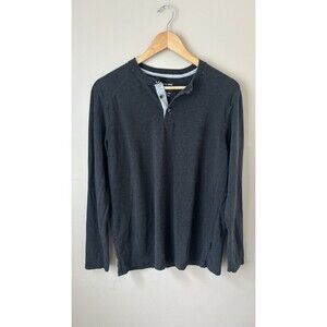 Kenneth Cole New York Men’s Henley Shirt Gray Cotton Long Sleeve Size Medium